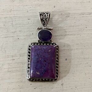 Purple Stone Silver Pendant